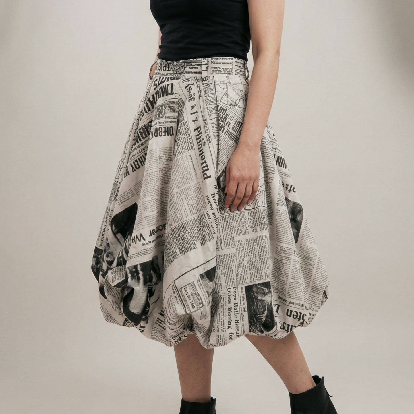 The GAZETTE | Newspaper printed flared skirt | NEWS by Samia Fiaz