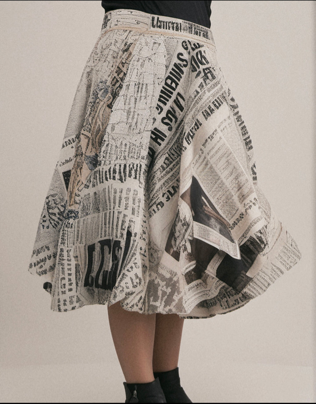The GAZETTE | Newspaper printed flared skirt | NEWS by Samia Fiaz