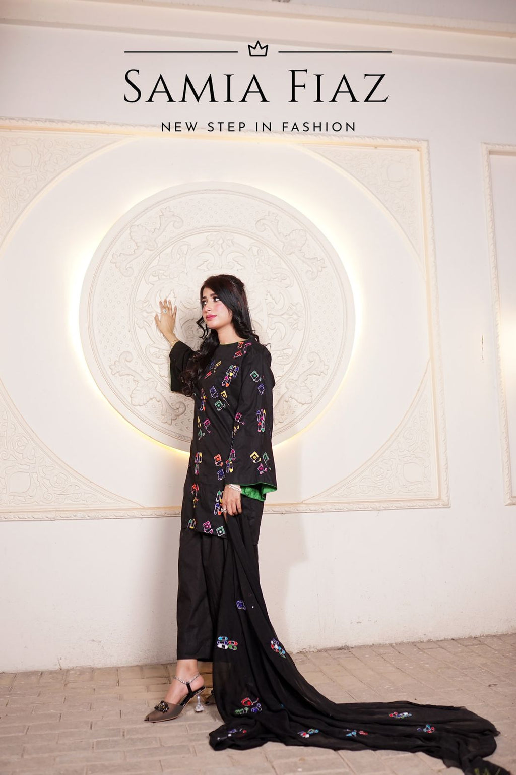 3-Piece Pure Marina Embroidered Dress | SFCW-1104